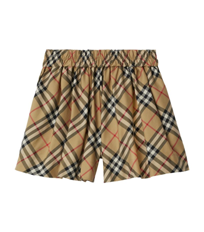 Burberry Stretch-cotton Check Shorts (3-14 Years) In Neutrals