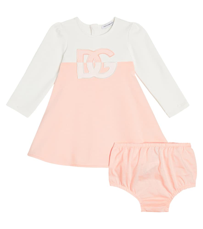 Dolce & Gabbana Baby Dg Cotton Dress In Pink