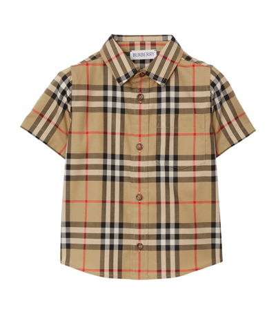 Burberry Boy's Owen Vintage Check Short-sleeve Shirt In Archive Beige Che