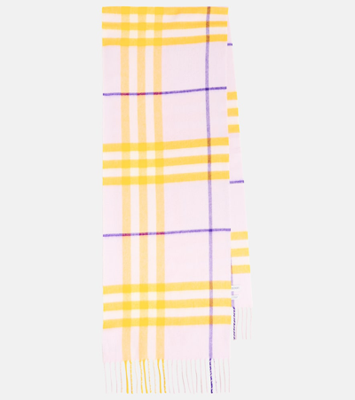 Burberry Checked Wool Scarf In Neutrals