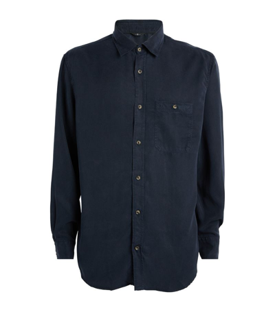 7 For All Mankind Tencel Long-sleeve Shirt In Navy