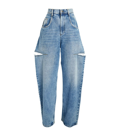 Mm6 Maison Margiela Cut-out Straight Jeans In Blue