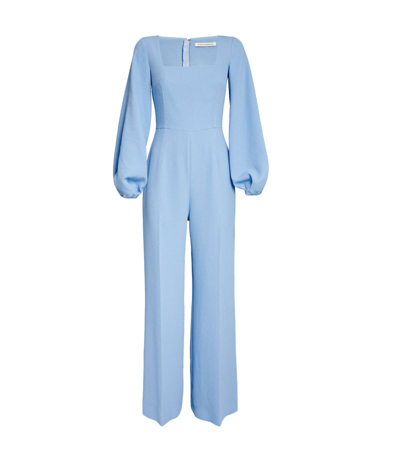 Emilia Wickstead Square-neck Crepe Jumpsuit In Blue