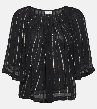 Velvet Barbara Embellished Blouse In Black