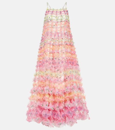 Susan Fang Tulle Gown In Multicoloured