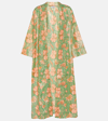 JULIET DUNN FLORAL COTTON LAMÉ KIMONO