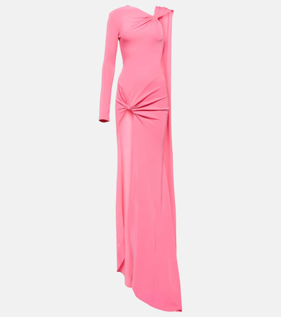 David Koma Asymmetric Twist Gown In Pink