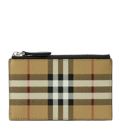 Burberry Check Card Holder In Neutrals