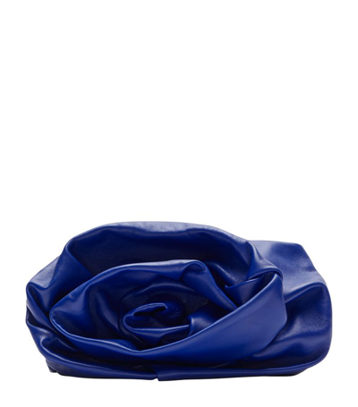 Burberry Leather Rose Clutch Bag In Blue