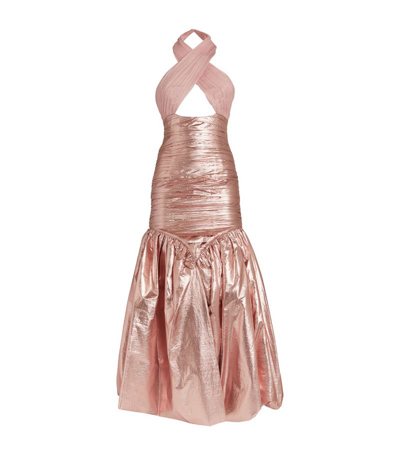 Sandra Mansour Metallic For A Night Gown In Pink