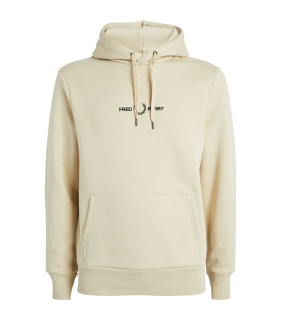 Fred Perry Embroidered Logo Hoodie In Ivory