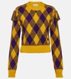 Burberry Ekd Check Knit Tassel-shoulder Crop Sweater In Multicoloured