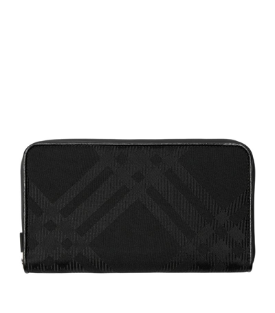 Burberry Check Jacquard Zip-around Wallet In Black