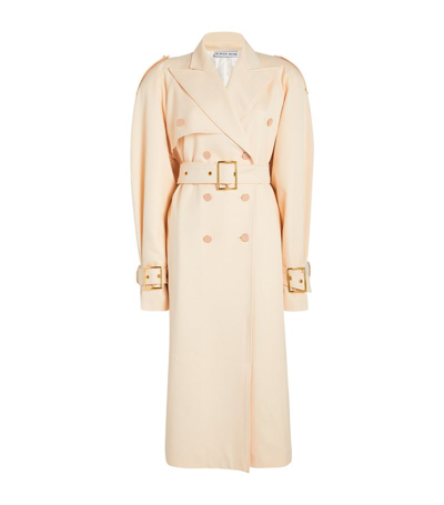 Rowen Rose Virgin Wool Oversized Trench Coat In Gold