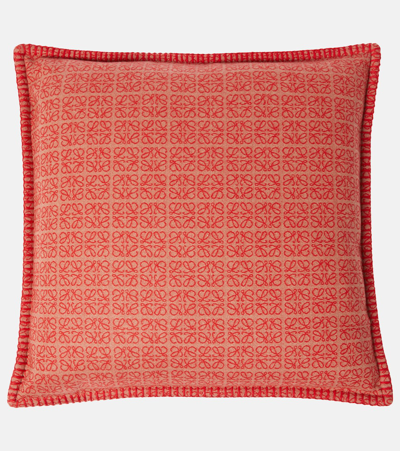 Loewe Anagram Wool Cushion In Multicoloured