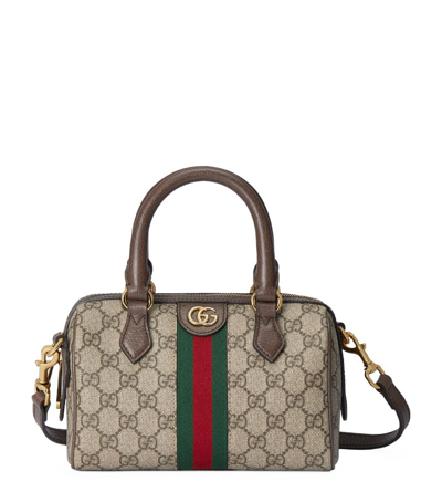 Gucci Mini Ophidia Top Handle Bag In Brown