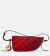 Burberry Mini Shield Check-pattern Shoulder Bag In Red