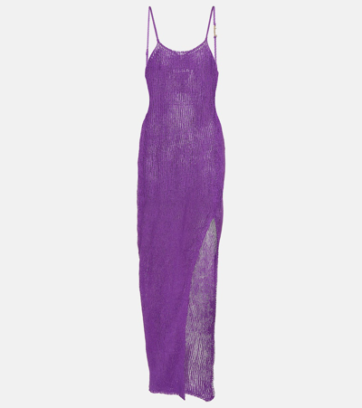 Bananhot Yuli Knitted Maxi Dress In Purple