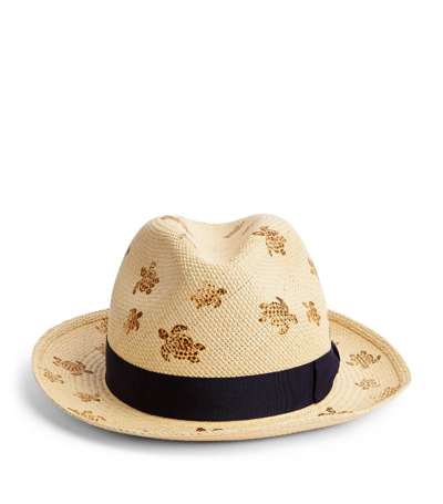 Vilebrequin X Borsalino Turtle Print Straw Hat In Neutral