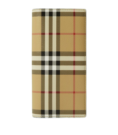 Burberry Check Continental Wallet In Brown