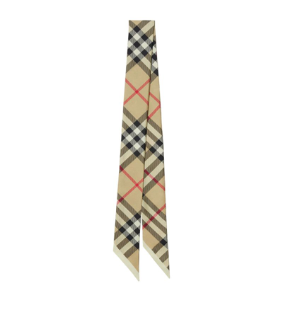 Burberry Silk Check Skinny Scarf In Neutrals