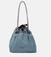 Balenciaga Crush Small Denim Tote Bag In Blue