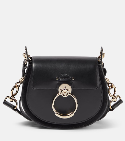 Chloé Brown Small Tess Shoulder Bag In Black