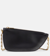 Burberry Womens Black Shield Micro Leather Cross-body Bag In Black