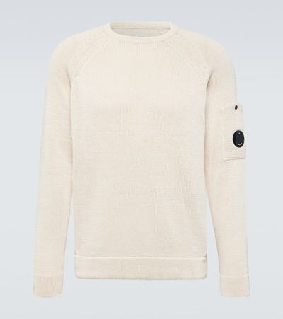 C.p. Company Compact-knit Cotton Sweater In Cream