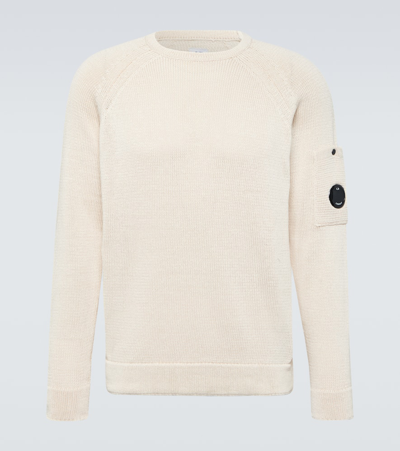 C.p. Company Compact-knit Cotton Sweater In Pistachio Shell