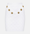 Balmain White Mini Pencil Skirt With Jewel Buttons In White