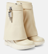 Givenchy Shark Lock Leather Ankle Boots In Beige