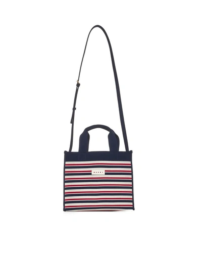 Marni Tote In Marine/ivory/red