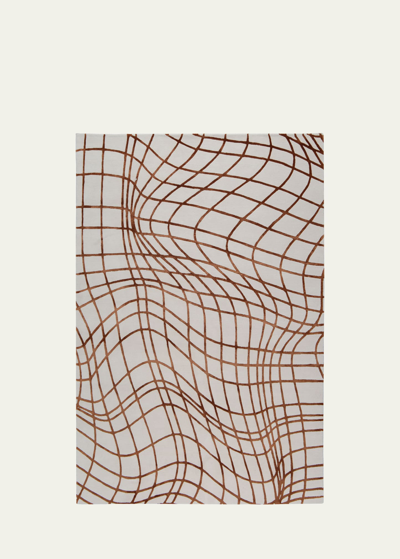 The Rug Company X Kelly Wearstler Wavelength Rust Hand-knotted Rug, 6' X 9' In Cream, Copper