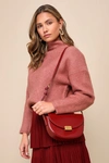 Lulus Perfect Sunday Rust Red Half Circle Crossbody Bag In Rust Red