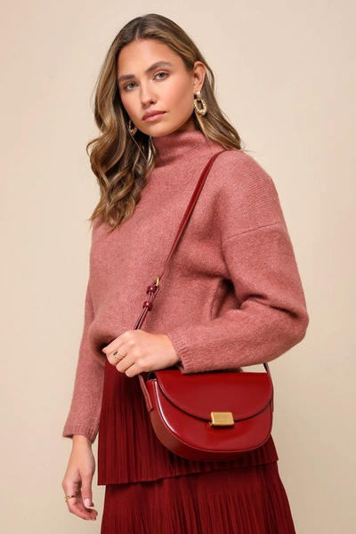 Lulus Perfect Sunday Rust Red Half Circle Crossbody Bag
