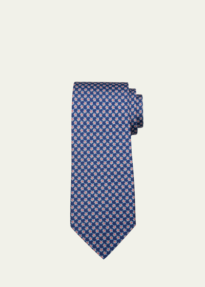 Ferragamo Men's Tortoise-print Silk Tie In Fnavy