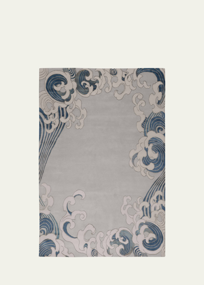 The Rug Company X Guo Pei Tempest Night Hand-knotted Rug, 6' X 9' In Blue, Grey