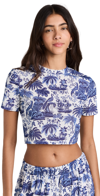 Staud Fernanda Top Blue Toile L In Blue Toile
