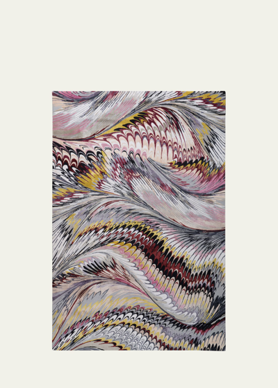 The Rug Company X Mary Katrantzou Feather Marble Maroon Hand-knotted Rug, 8' X 10'