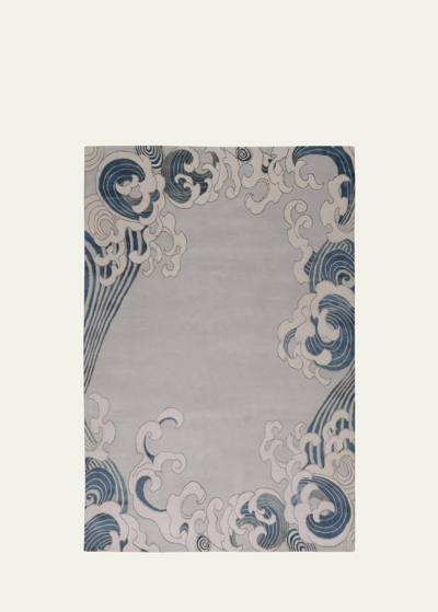The Rug Company X Guo Pei Tempest Night Hand-knotted Rug, 8' X 10' In Blue, Grey