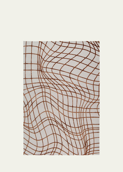The Rug Company X Kelly Wearstler Wavelength Rust Hand-knotted Rug, 8' X 10' In Cream, Copper