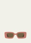 Loewe Anagram Beveled Acetate Rectangle Sunglasses In Pnko/brn