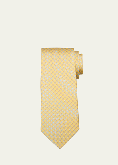 Ferragamo Men's Tortoise-print Silk Tie In Fgiallo
