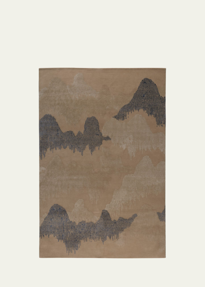 The Rug Company X Kelly Wearstler Cascadia Fawn Hand-knotted Rug, 6' X 9' In Brown