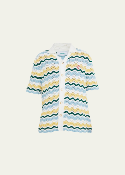 Casablanca Boucle Wave Shirt In Yellow_blue