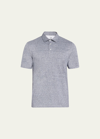 Brunello Cucinelli Men's Cotton-linen Melange Polo Shirt In C082 Navy
