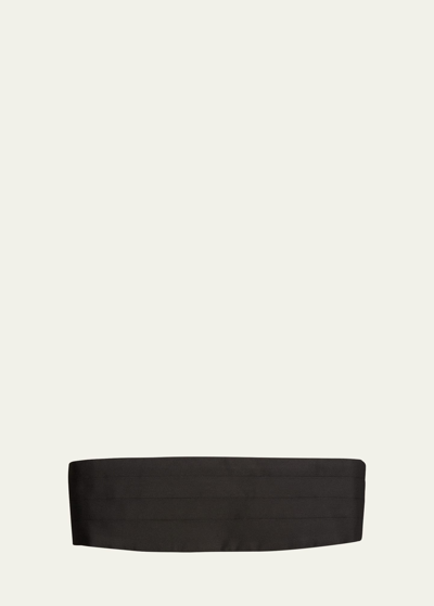 Zegna Men's Pleated Silk Cummerbund In Black Solid