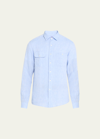 Ralph Lauren Purple Label Washed Cotton Chambray Button-up Shirt In Blue