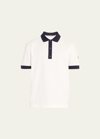 Moncler Men's Contrast-trim Knit Polo Shirt In Mnatural